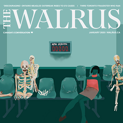 illustration of skeletons in waiting room